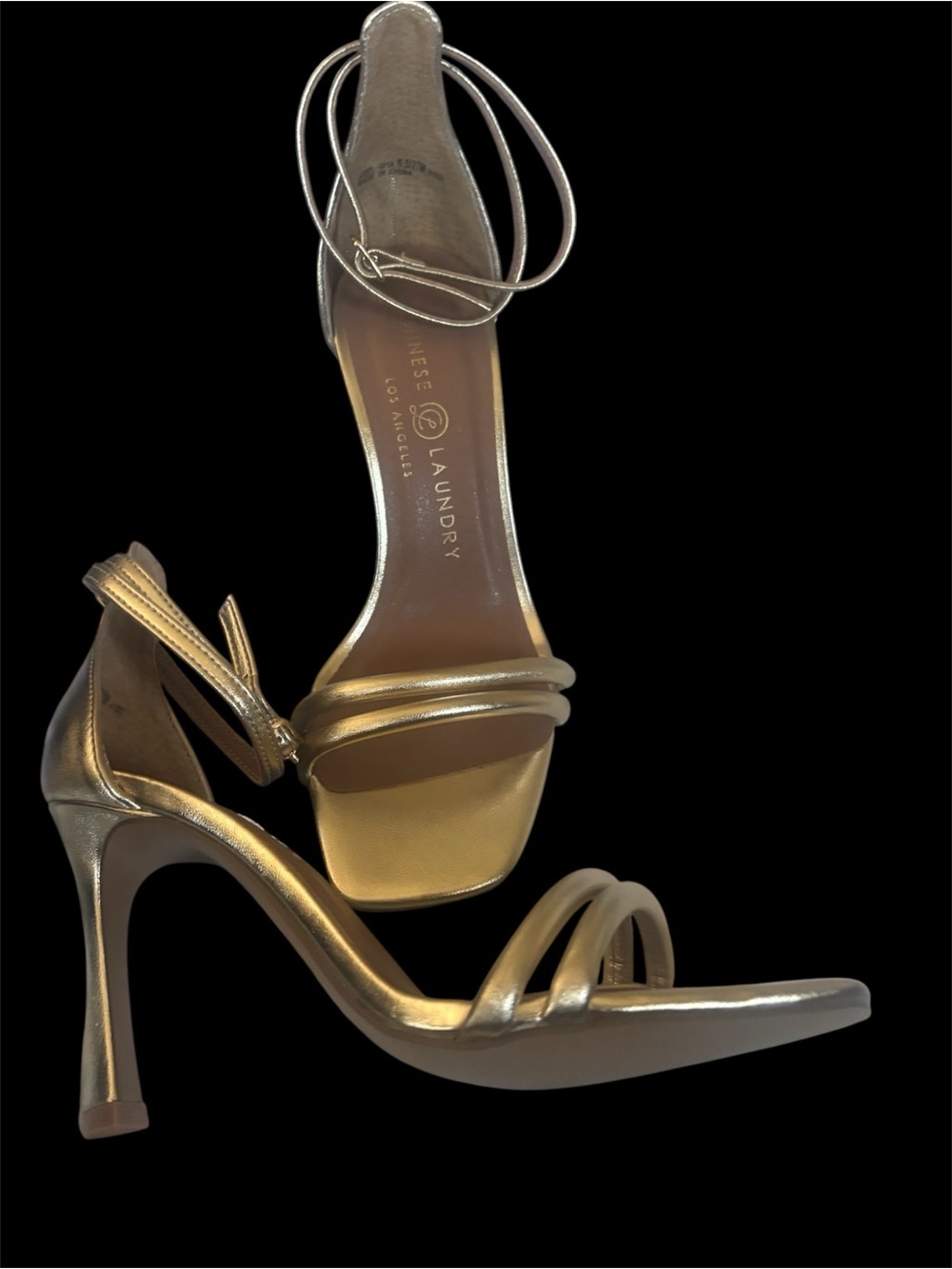 Chinese Laundry Gold Double-Strap Ankle Strap Stilettos - Picture 6 of 7